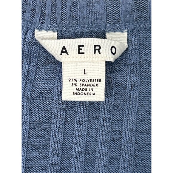 Aeropostale‎ Ribbed Blue Button Front Long Sleeve Henley Top Size L - Picture 8 of 9